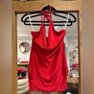 Vibrant Red Halter Swimsuit